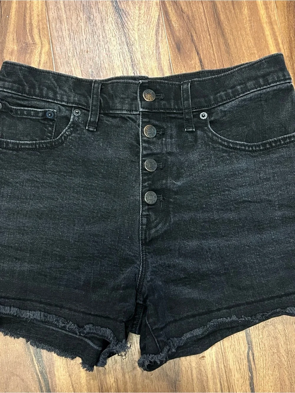 Black High-Rise Button-Front Denim Shorts J.Crew 27
